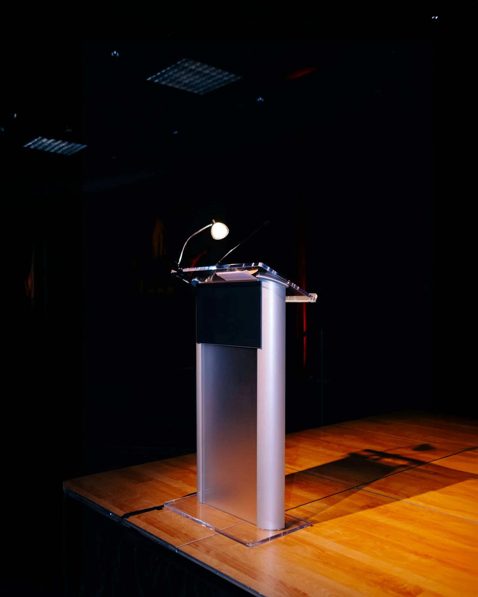 A lectern on stage